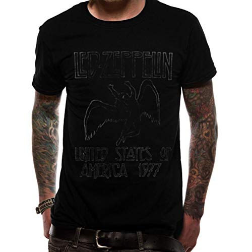 CID Herren Led Zeppelin-US 77 T-Shirt, Schwarz (Black Black), X (Herstellergröße: Ex Large) von CID