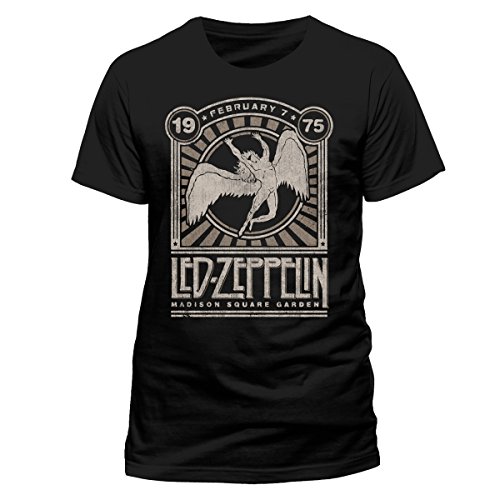 Led Zeppelin Madison Square Garden 1975 Männer T-Shirt schwarz L 100% Baumwolle Band-Merch, Bands von Led Zeppelin