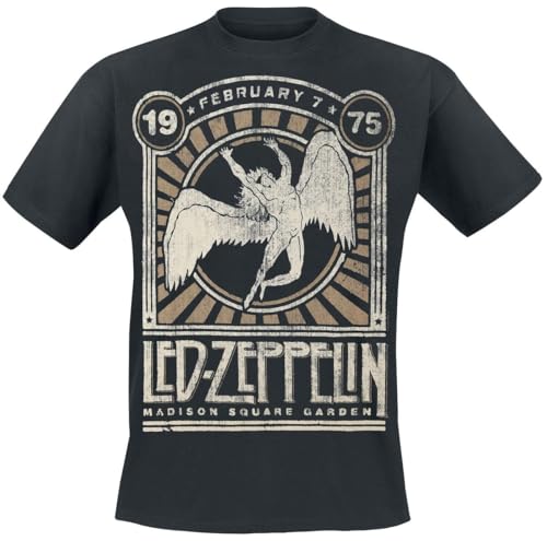 Led Zeppelin Madison Square Garden 1975 Männer T-Shirt schwarz L 100% Baumwolle Band-Merch, Bands von Led Zeppelin