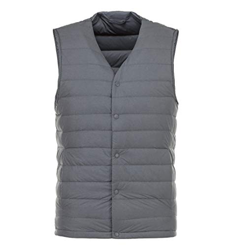 CIDCIJN Herren Daunenweste,Matt Fabric Men Duck Down Weste V-Ausschnitt Ultraleicht Ärmellose Leichte Windjacke Gepolsterte Outdoor Gilet Outwear, Grau, 4Xl von CIDCIJN