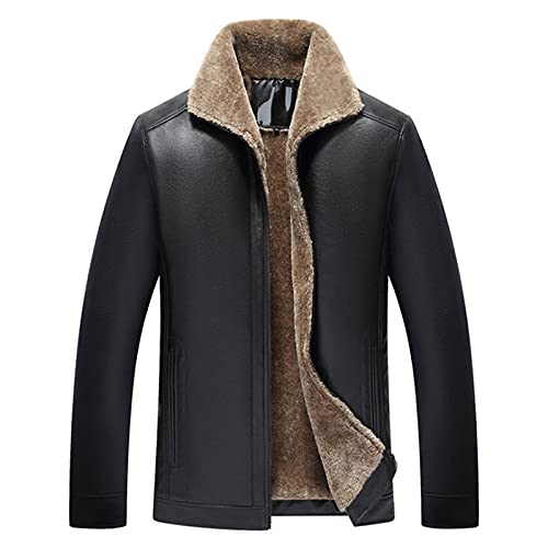 CIDCIJN Herren Lederjacke - Herbst Herren Pu Lederjacke Russische Winter Dick Faux Lammfell Ledermantel Casual Flocking Motorrad Lederjacke Männer, Schwarz, L von CIDCIJN