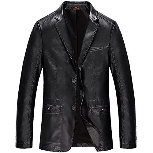 CIDCIJN Herren Lederjacke - Männer Smart Casual Pocket Decoration Pu Lederjacke Männlich Dünner Mantel Frühling Herbst Slim Soft Fit Lederjacken, Schwarz,7Xl von CIDCIJN