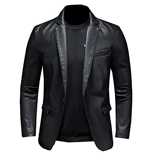 CIDCIJN Herren Lederjacke - Mode Herbst Stil Version Von Windproof Warme Lederjacke Herren Kunstlederjacke Slim-Fit Herren Leder Blazer 5Xl, Asiatisch 3Xl Ist Eur Xl von CIDCIJN