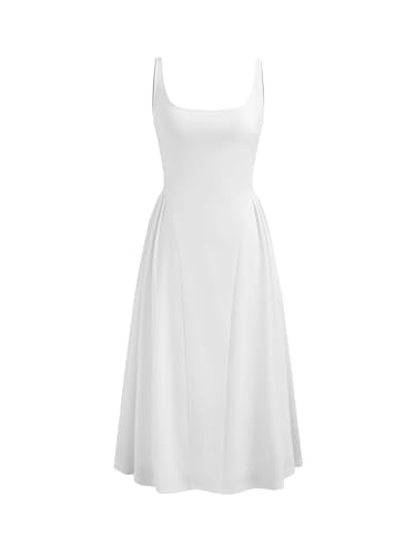 CIDER Ärmelloses Midikleid A-Linien Kleid Sommerkleid Gewebter Quadratischer Ausschnitt Figurbetontes Kleid Mit Mittlerer Taille von CIDER