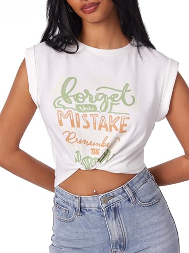 CIDER Crop-Top mit Rundhalsausschnitt und grafischem Knoten, Weiss/opulenter Garten, Klein von CIDER