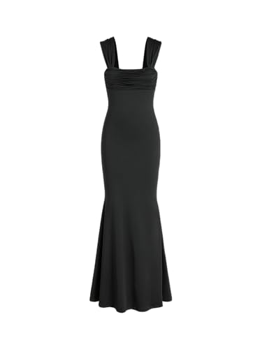 CIDER Lässiges Maxikleid U-Ausschnitt Ärmellos Gerafftes Figurbetontes Kleid Scoop Neckline Gerafftes Mid Waist Damen von CIDER