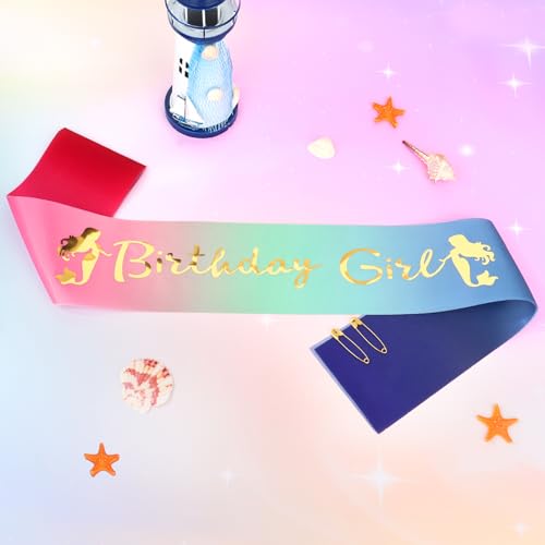 CIEHER Geburtstag Schärpe Geburtstag Mädchen Schärpe It's My Birthday Schärpe Geburtstag Schärpen für Frauen Meerjungfrau Schärpe für Mädchen Meerjungfrau Geburtstag Dekorationen von CIEHER