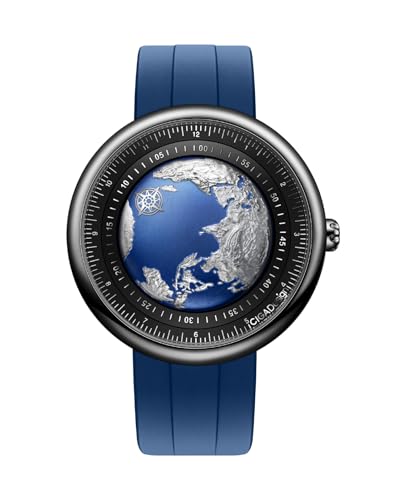 CIGA Design Automatik Uhr Herren - Blue Planet Armbanduhr mit Fluorkautschuk Armband(Titan) von CIGA Design