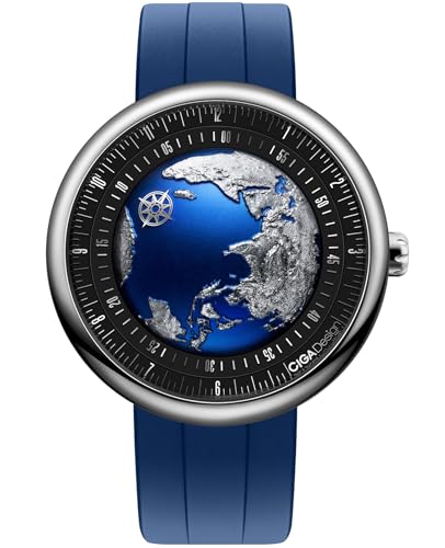 CIGA Design Automatik Uhr Herren - Blue Planet Armbanduhr Edelstahl/Titan/Keramik mit Fluorkautschuk Armband (Blue Planet II Titanium) von CIGA Design