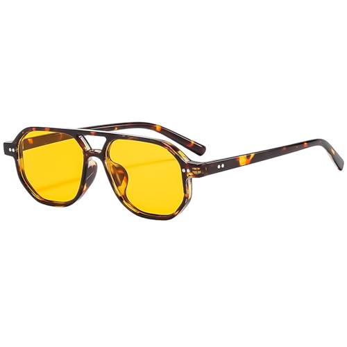 CIKJUK Retro Sonnenbrille Damen Herren - Pilotenbrille 70er Jahre Vintage Piloten Gläser Brille für UV400 Schutz Sonnenbrillen-Leopard/Orange von CIKJUK