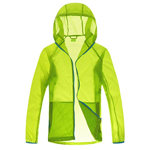 CIKRILAN Herren Ultra dünn Leicht Sommer Sonnenschutz Anti-UV Kapuze Jacke Outdoor Atmungsaktiv Quick Dry Jacke (Large, Grün) von CIKRILAN