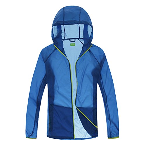 CIKRILAN Herren Ultra dünn Leicht Sommer Sonnenschutz Anti-UV Kapuze Jacke Outdoor Atmungsaktiv Quick Dry Jacke (XX-Large, Königsblau) von CIKRILAN