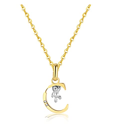 CILILI 18K Gold gefüllt Initial Bär Anhänger mit kubischer Zirkonia Edelstahl Kette Halskette personalisierten Schmuck Geschenke für Mädchen Frauen von CILILI