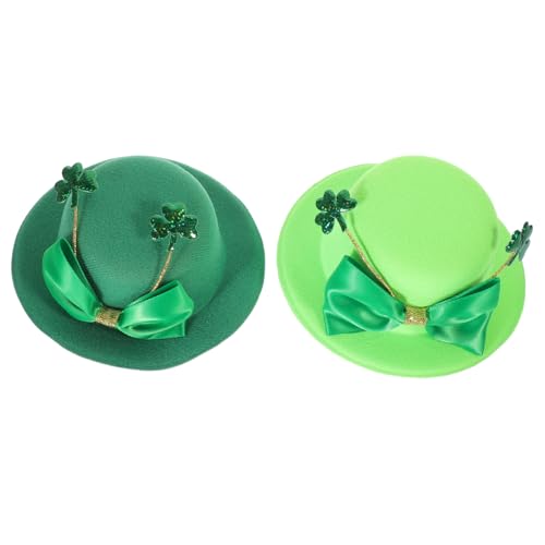 2st Klee Kopfschmuck Fascinator-hut Kleeblatt-haarspange Mini-partyhüte St. Patricks Day Haarspangen Kleiderhüte Für Damen Kleeblatt-zylinder Fräulein Charme Zubehör Das Haustier von CIMAXIC