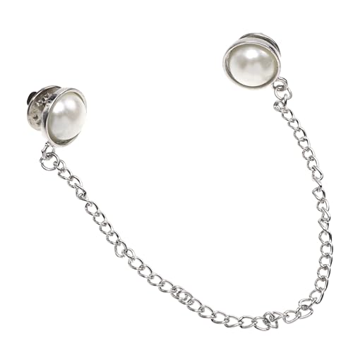 CIMAXIC 1 Stück Modischer Kragen Pin mit Perlen und Ketten für Damen Eleganter Shirt Kragen Clip Vielseitiges Bekleidungs Accessoire für Partys und Besondere Anlässe von CIMAXIC