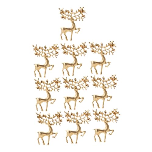 CIMAXIC 10 Stück Teiliges Retro Elchbroschen in Mattem Goldlegierungs Modische Anstecknadeln für Kleidung Taschen Schals Vielseitige Weihnachts Broschen für Damen und Herren von CIMAXIC