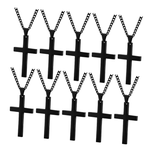 CIMAXIC 10 Stück Teiliges Schwarze Kreuzkette Titanstahl mit Kette Minimalistischer Kreuzanhänger Modisches Unisex Schmuckstück für Herren Damen und Teens Vielseitiges Religiöses CIMAXIC 10 Stück Teiliges Schwarze Kreuzkette Titanstahl mit Kette Minimalistischer Kreuzanhänger Modisches Unisex Schmuckstück für Herren Damen und Teens Vielseitiges Religiöses von CIMAXIC