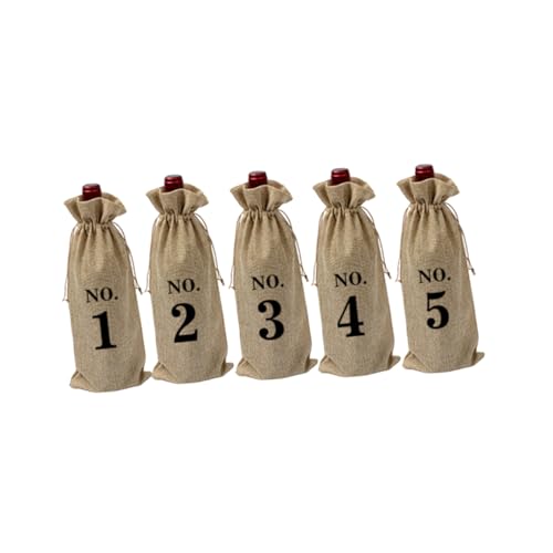 CIMAXIC 10 Stück Teiliges Set Vintage Weintaschen Leinen für Hochzeiten Zahlen Robuste Waschbare Flasche Verpackung für Weinliebhaber und Feste von CIMAXIC