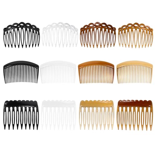 CIMAXIC 12 Stück französische Haar-Seitenkämme: Damen-Frisuren-Accessoires, Kunststoff, gedreht, dekorativer, gewellter Kamm, Vintage-Haarspangen für Braut, Hochzeitsschleier, feine Zähne, Mädchen CIMAXIC 12 Stück französische Haar-Seitenkämme: Damen-Frisuren-Accessoires, Kunststoff, gedreht, dekorativer, gewellter Kamm, Vintage-Haarspangen für Braut, Hochzeitsschleier, feine Zähne, Mädchen von CIMAXIC