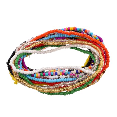 CIMAXIC 17 Stück Teiliges Boho Beaded Bracelet Set Handmade Glass Beads Anklet für Frauen und Mädchen Elastisches Schmuckstück für Sommer Strand und Party von CIMAXIC