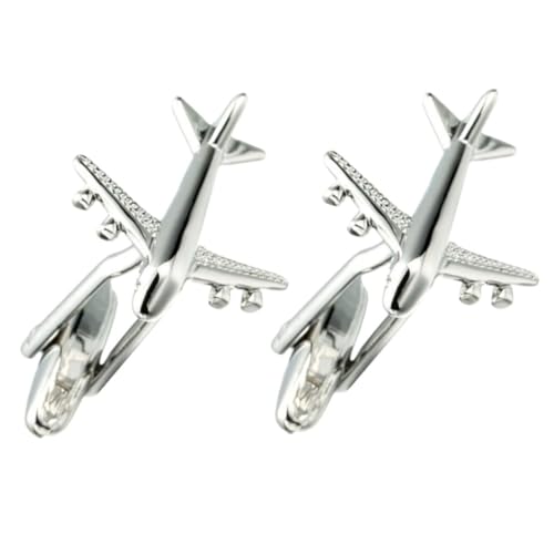 Flugzeug Manschettenknöpfe Herren 1 Paar Metall Cufflinks für Anzug Detaillierte Verarbeitung für Hochzeiten und Business Events Lustiges Design für Piloten von CIMAXIC