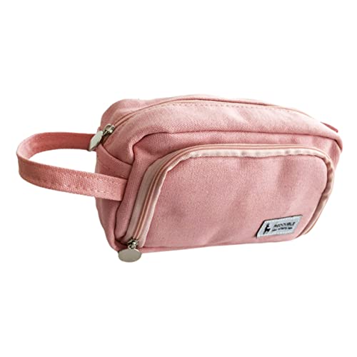 CIMAXIC 1Stück Schreibwarenhalter für Studenten Rosa Stiftetui Strapazierfähigem Baumwoll Große Kapazität für Schule und Bürobedarf Süßes Design Zieht von CIMAXIC