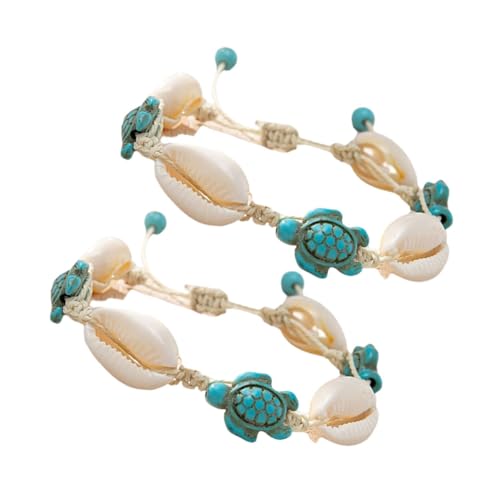 CIMAXIC 2 Stück Boho Muschel Armband mit Meeresschildkröten Anhänger Strand Fußkettchen für Damen Urlaub Schmuck Sommerliches Beach Accessoire Einzigartiges Boho Design von CIMAXIC