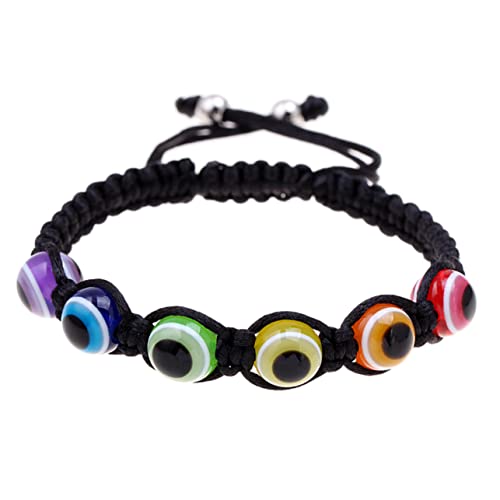 CIMAXIC 2 Stück Einstellbare Evil Eye Armbänder für Herren Geflochtene Regenbogen Wickelarmbänder aus Hochwertigem Harz Handgelenksketten mit Türkischem Blauem Auge Unisex Schmuckstück von CIMAXIC
