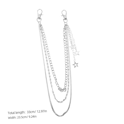 CIMAXIC 2 Stück Einstellbare Teilige Metall Stern Gürtelkette für Damen und Herren Punk Hose Kette mit Schlüsselanhänger Strapazierfähiger Körperschmuck Modisches Accessoire für Jeans und von CIMAXIC