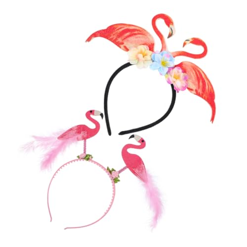 2St Flamingo-Stirnband spaß the pleasure partyartikel blumenring гирлянда tropischer Headbopper Flamingo-Kostüm hawaiianische Pop Haarschmuck Knallt Requisiten Damen Kopfbedeckung von CIMAXIC