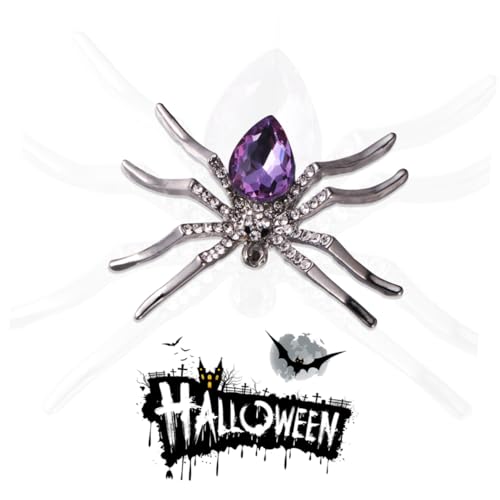 CIMAXIC 2 Stück Halloween Spider Brosche aus Langlebiger Legierung mit Funkelnden Kristallen Kreative Spinnen Anstecknadeln für Damen Herren als Modische Dekoration und Geschenkidee von CIMAXIC