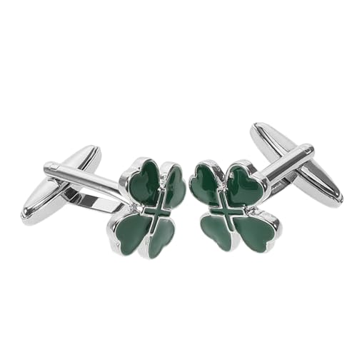 CIMAXIC 2 Stück Herren Manschettenknöpfe mit Grünem Irischem Herz Kleeblatt Langlebige Emaille Modisches Französisches Hemdzubehör Vielseitig für Business und Festliche Anlässe Komfortable von CIMAXIC
