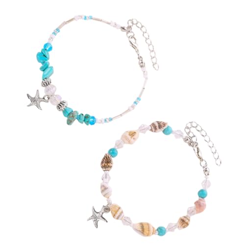 CIMAXIC 2 Stück Muschel Fußkettchen Damen Boho Strand Schmuck aus Langlebiger Handgefertigt Allergiefrei Modisch und Elegant für Sommerliche Beach Outfits von CIMAXIC