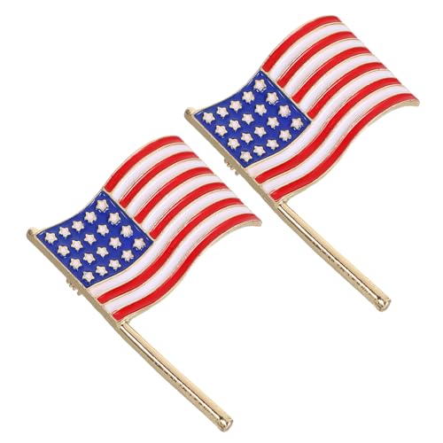 CIMAXIC 2 Stück Patriotische Anstecknadeln Flagge Emaille Brosche für Anzüge Veteranentag Unabhängigkeitstag Büro Outfits Hochwertiges Zubehör von CIMAXIC