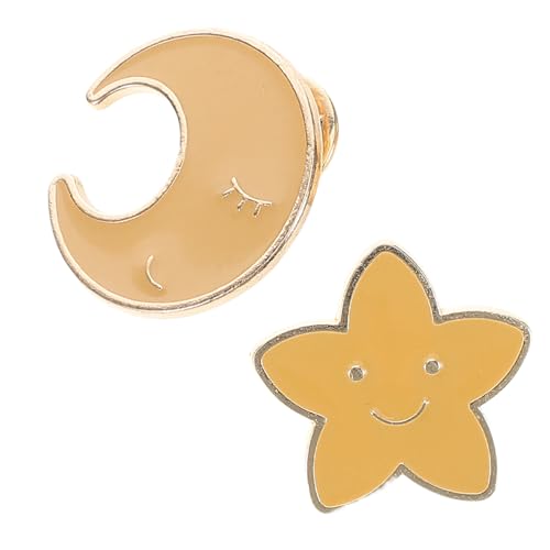 CIMAXIC 2 Stück Teiliges Emaille-broschen Mond und Stern Japanisch Inspiriert aus Zinklegierung Sichere Anti-exposition Anstecknadeln Vielseitig für Jacken Hüte und Rucksäcke von CIMAXIC