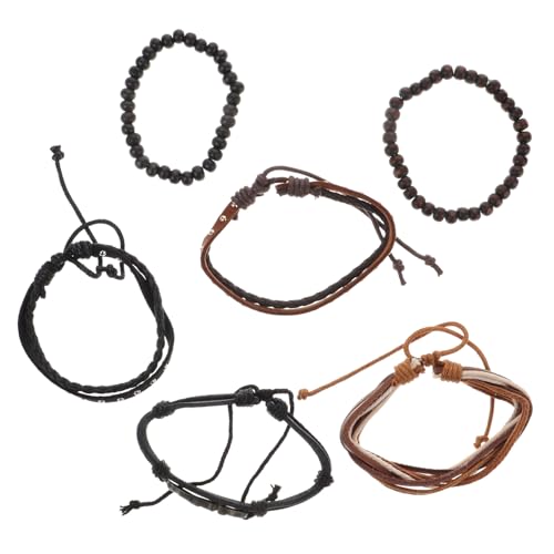 CIMAXIC 2 Stück Vintage Herren Armband Pu Kunststoff Retro Mehrschichtige Punk Armreif Handgefertigt Robust Alltag Festival Schmuck von CIMAXIC