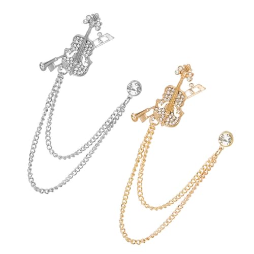 CIMAXIC 2 Stück Violin Broschen aus Langlebiger Legierung Anstecknadeln für Kleidung Schals Taschen Dekorative Instrumenten Pins in Gold und Silber für Damen von CIMAXIC