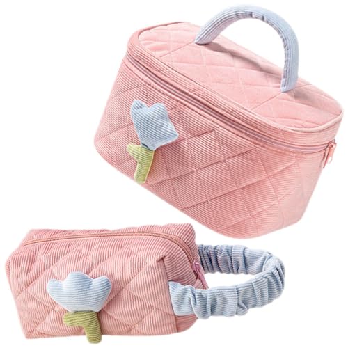 2St Kosmetiktasche aus Cord Cute Storage Bag süßer Make-up-Organizer Reisetasche Aufbewahrungstasche süße Kosmetiktasche Reisekosmetiktasche für Damen tragbar Reisen von CIMAXIC