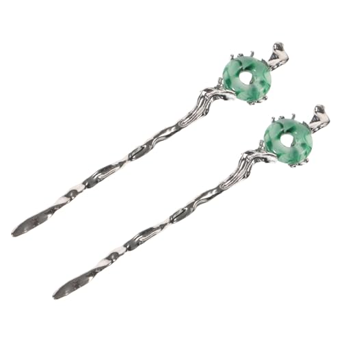 2st Haarnadel Stäbchen Dekorative Haarspangen Für Damen Haarschmuck Für Damenclips Künstlicher Haarknoten Haarknoten-stick Retro-chignon-nadel Smaragd Legierung Fräulein Jade von CIMAXIC