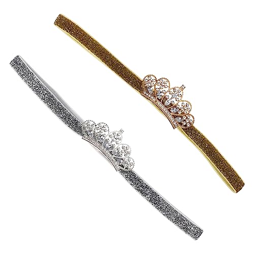CIMAXIC 2stücke Mädchen Krone Haarband Glitzer Haar Schmuck Für Neugeborene Kleinkinder Und Junge Mädchen Goldene Und Silberne Optionen Und Sicher Für Empfindliche Köpfe von CIMAXIC