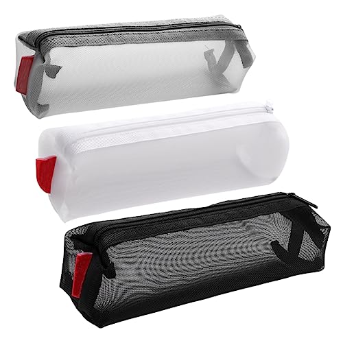 CIMAXIC 3 Stück Federmäppchen aus transparentem Mesh zipbeutel schreibwaren Organizer Bleistiftfälle transparentes Federmäppchen Schreibwarentasche mit Reißverschluss Stiftbehälter Nylon von CIMAXIC