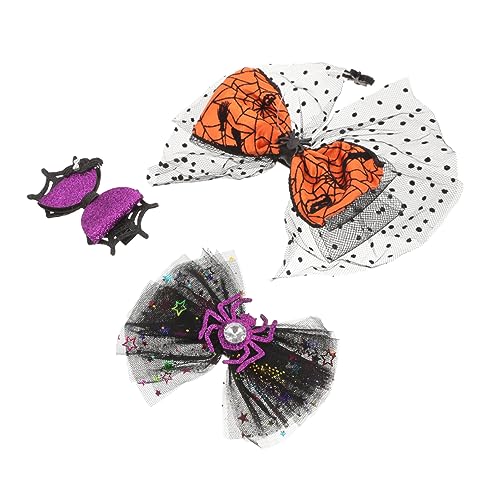 3st Urlaubsspangen Halloween-haarschleifen Halloween-kopfbedeckung Halloween-haarschmuck Halloween-kopfschmuck Spinnen-haarspange Haar Klammern Krawatte Fräulein Zubehör Metall von CIMAXIC