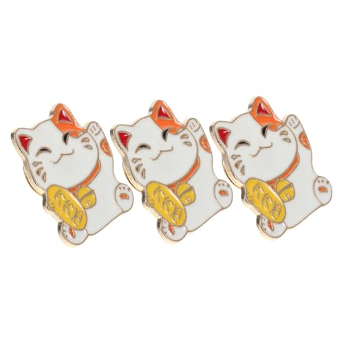 CIMAXIC 3 Stück Kawaii Teiliges Japanisches Fortune Cat Pin aus Langlebiger Zinklegierung Niedliche Cartoon Broschen für Kleidung Taschen Hüte als Vielseitige Schmuck Abzeichen von CIMAXIC