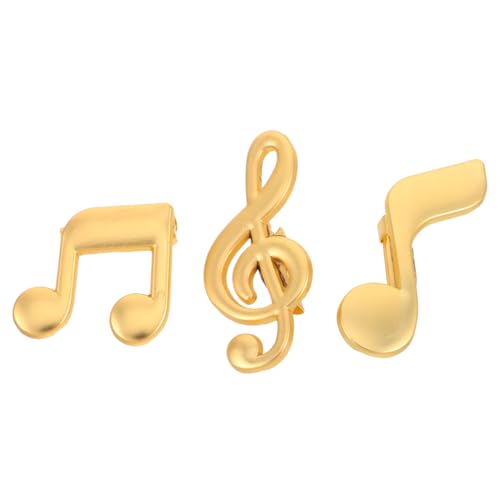CIMAXIC 3 Stück Musiknoten Brosche Modisch Goldfarbene Anstecknadeln für Männer und Frauen Individuelle Koreanische Instrumentenbroschen Vielseitige Anstecker für Anzug Party Hochzeit von CIMAXIC