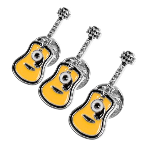CIMAXIC 3 Stück Retro Gitarren Anstecknadeln aus Emaille Modische Punk Broschen Vintage Style Revers Pins für Kleidung Taschen und Geschenkideen Fein Verarbeitet und Einzigartig Gestaltet von CIMAXIC