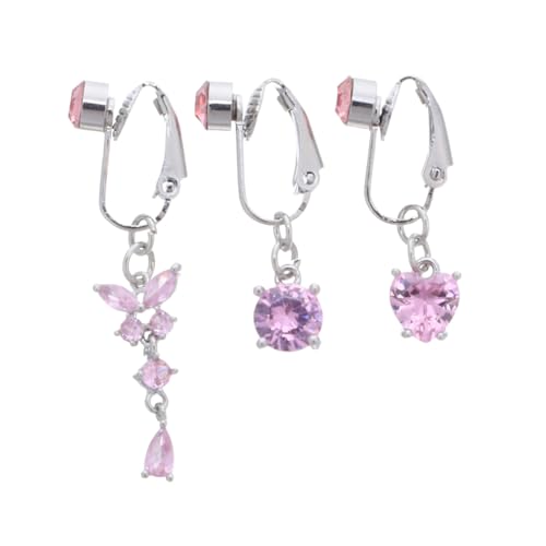 CIMAXIC 3 Stück Teiliges Fake Belly Button mit Schmetterling und Herz Design Zirkonbesetzte Bauchnabelringe frei von Piercing Eleganter Bauchnabelschmuck für Frauen Vielseitig von CIMAXIC