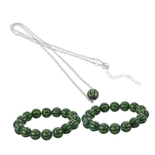 CIMAXIC 3 Stück Teiliges Watermelon Armband Handgefertigte Frucht Schmuckstücke mit Verstellbaren Perlen Sommerliche Boho Mode für Damen und Herren für Festival und Strandoutfits von CIMAXIC
