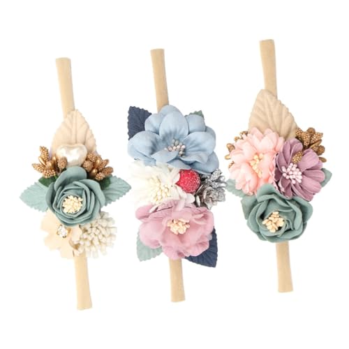 CIMAXIC 3stücke Elastische Haarbänder Mit Blumen-design Süße Haarschmuck Accessoires Für Neugeborene Für Fotoshootings Partys Und Besondere Anlässe von CIMAXIC