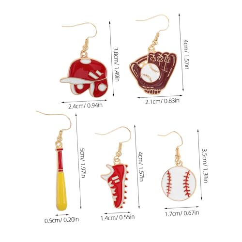 CIMAXIC 4 Paar Baseball Ohrringe für Damen und Teens Leichte Cartoon Baumelohrringe mit Baseballschläger und Mützendesign Sportliche Langlebige Bequeme Schmuckaccessoires von CIMAXIC