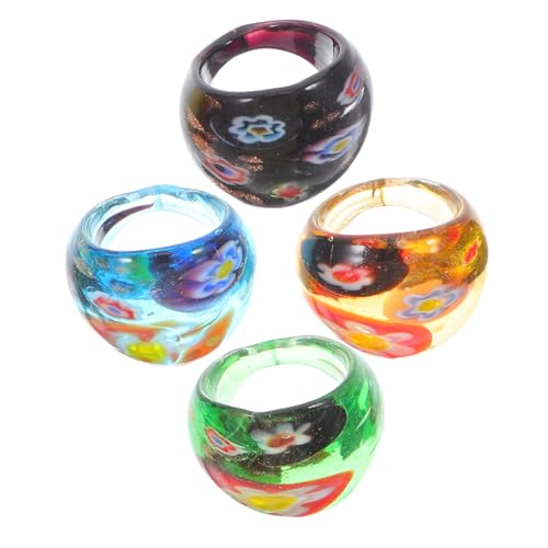 CIMAXIC 4 Stck Teiliges Glasringe für Frauen Dekorative Finger Ringe Gelb Grün Blau und Schwarz Stilvolle Schmuckstücke für Partys Cosplay und Alltag CIMAXIC 4 Stck Teiliges Glasringe für Frauen Dekorative Finger Ringe Gelb Grün Blau und Schwarz Stilvolle Schmuckstücke für Partys Cosplay und Alltag von CIMAXIC